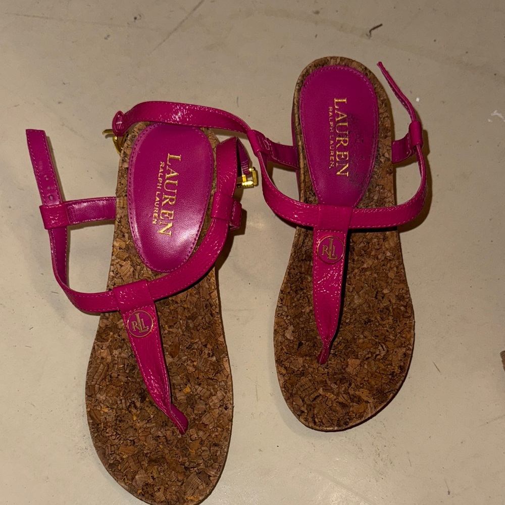 Lauren Ralph Lauren Fuchsia Cork Sandals